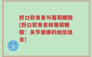 野口软骨素与葡萄糖胺(野口软骨素和葡萄糖胺：关节健康的绝佳组合)