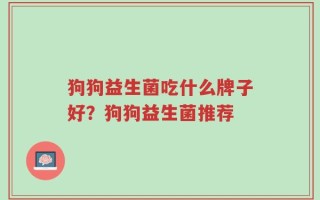 狗狗益生菌吃什么牌子好？狗狗益生菌推荐