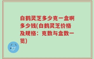 白鹤灵芝多少克一盒啊多少钱(白鹤灵芝价格及规格：克数与盒数一览)