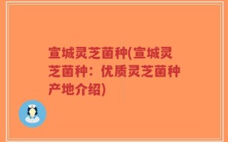 宣城灵芝菌种(宣城灵芝菌种：优质灵芝菌种产地介绍)