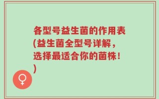 各型号益生菌的作用表(益生菌全型号详解，选择最适合你的菌株！)