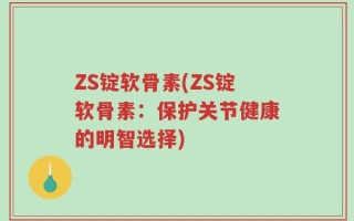 ZS锭软骨素(ZS锭软骨素：保护关节健康的明智选择)