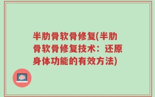 半肋骨软骨修复(半肋骨软骨修复技术：还原身体功能的有效方法)