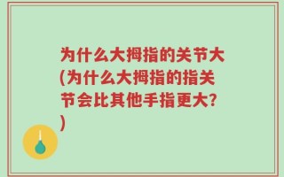 为什么大拇指的关节大(为什么大拇指的指关节会比其他手指更大？)
