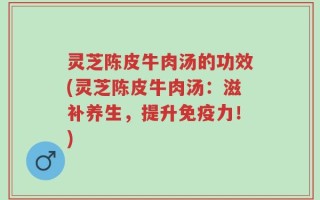灵芝陈皮牛肉汤的功效(灵芝陈皮牛肉汤：滋补养生，提升免疫力！)