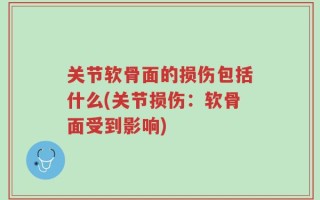 关节软骨面的损伤包括什么(关节损伤：软骨面受到影响)
