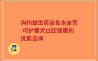 狗狗益生菌洁齿水自营 呵护爱犬口腔健康的优质选择