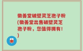 徽善堂破壁灵芝孢子粉(徽善堂出售破壁灵芝孢子粉，您值得拥有！)