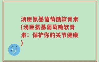 汤臣氨基葡萄糖软骨素(汤臣氨基葡萄糖软骨素：保护你的关节健康)