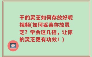 干的灵芝如何存放好呢视频(如何妥善存放灵芝？学会这几招，让你的灵芝更有功效！)