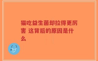 猫吃益生菌却拉得更厉害 这背后的原因是什么