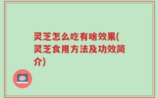 灵芝怎么吃有啥效果(灵芝食用方法及功效简介)