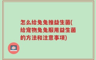 怎么给兔兔推益生菌(给宠物兔兔服用益生菌的方法和注意事项)