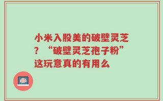 小米入股美的破壁灵芝？“破壁灵芝孢子粉”这玩意真的有用么