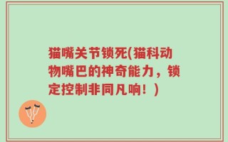 猫嘴关节锁死(猫科动物嘴巴的神奇能力，锁定控制非同凡响！)