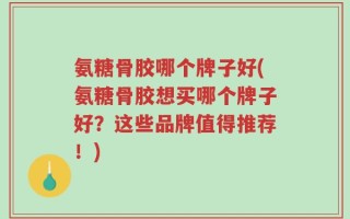 氨糖骨胶哪个牌子好(氨糖骨胶想买哪个牌子好？这些品牌值得推荐！)