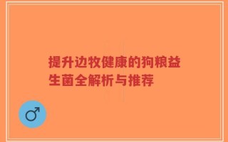 提升边牧健康的狗粮益生菌全解析与推荐