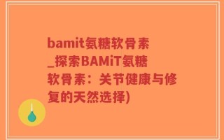 bamit氨糖软骨素_探索BAMiT氨糖软骨素：关节健康与修复的天然选择)