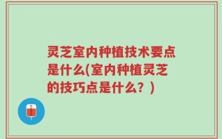 灵芝室内种植技术要点是什么(室内种植灵芝的技巧点是什么？)