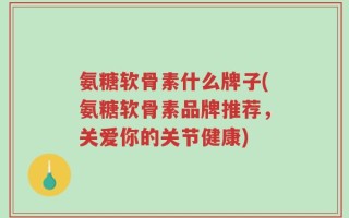 氨糖软骨素什么牌子(氨糖软骨素品牌推荐，关爱你的关节健康)