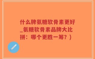 什么牌氨糖软骨素更好_氨糖软骨素品牌大比拼：哪个更胜一筹？)