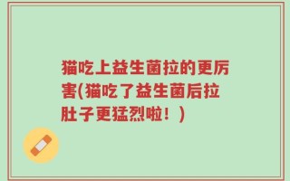 猫吃上益生菌拉的更厉害(猫吃了益生菌后拉肚子更猛烈啦！)