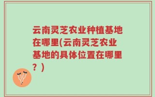 云南灵芝农业种植基地在哪里(云南灵芝农业基地的具体位置在哪里？)