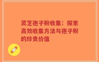 灵芝孢子粉收集：探索高效收集方法与孢子粉的珍贵价值