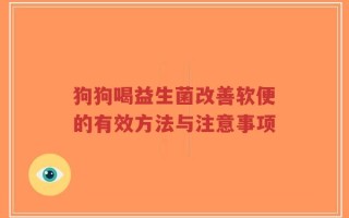 狗狗喝益生菌改善软便的有效方法与注意事项