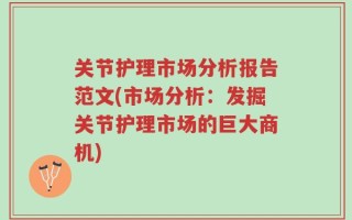 关节护理市场分析报告范文(市场分析：发掘关节护理市场的巨大商机)