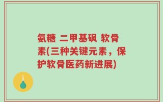 氨糖 二甲基砜 软骨素(三种关键元素，保护软骨医药新进展)