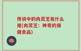 传说中的肉灵芝有什么用(肉灵芝：神奇的保健食品)