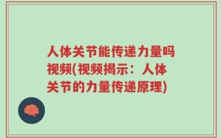 人体关节能传递力量吗视频(视频揭示：人体关节的力量传递原理)