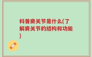 科普肩关节是什么(了解肩关节的结构和功能)