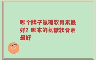 哪个牌子氨糖软骨素最好？哪家的氨糖软骨素最好