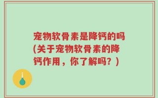 宠物软骨素是降钙的吗(关于宠物软骨素的降钙作用，你了解吗？)