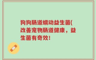 狗狗肠道蠕动益生菌(改善宠物肠道健康，益生菌有奇效！