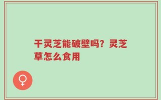 干灵芝能破壁吗？灵芝草怎么食用