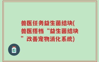 兽医任务益生菌结块(兽医搭档“益生菌结块”改善宠物消化系统)
