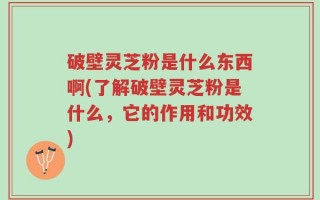 破壁灵芝粉是什么东西啊(了解破壁灵芝粉是什么，它的作用和功效)