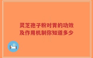 灵芝孢子粉对胃的功效及作用机制你知道多少