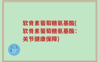 软骨素葡萄糖氨基酸(软骨素葡萄糖氨基酸：关节健康保障)
