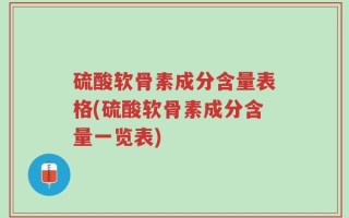 硫酸软骨素成分含量表格(硫酸软骨素成分含量一览表)