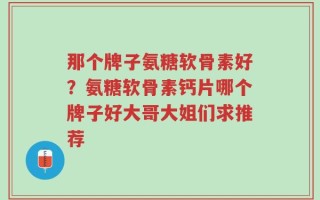 那个牌子氨糖软骨素好？氨糖软骨素钙片哪个牌子好大哥大姐们求推荐