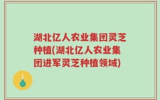 湖北亿人农业集团灵芝种植(湖北亿人农业集团进军灵芝种植领域)