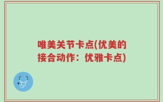 唯美关节卡点(优美的接合动作：优雅卡点)