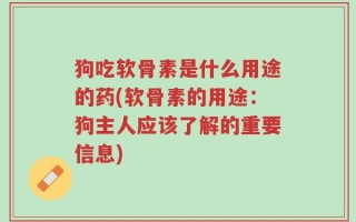 狗吃软骨素是什么用途的药(软骨素的用途：狗主人应该了解的重要信息)