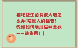 猫吃益生菌食欲大增怎么办(喵星人的福音！教你如何增加猫咪食欲——益生菌！)