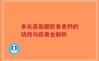 多元高氨糖软骨素钙的功效与应用全解析