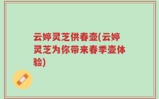 云婷灵芝供春壶(云婷灵芝为你带来春季壶体验)